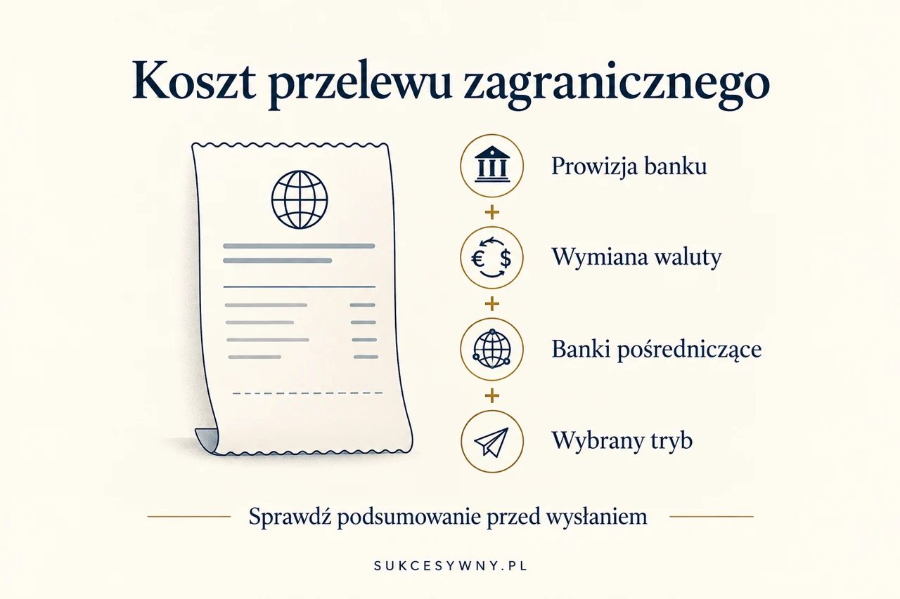 Elementy kosztu przelewu zagranicznego: prowizja, wymiana waluty, pośrednicy i tryb