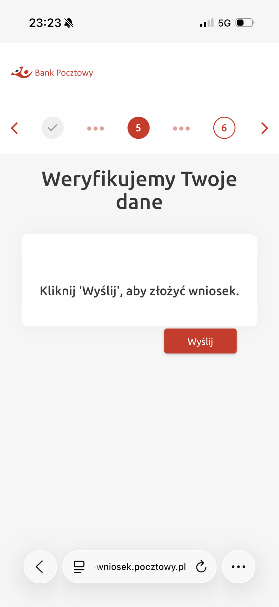 Przycisk wysłania wniosku poprzedza zawarcie umowy.
