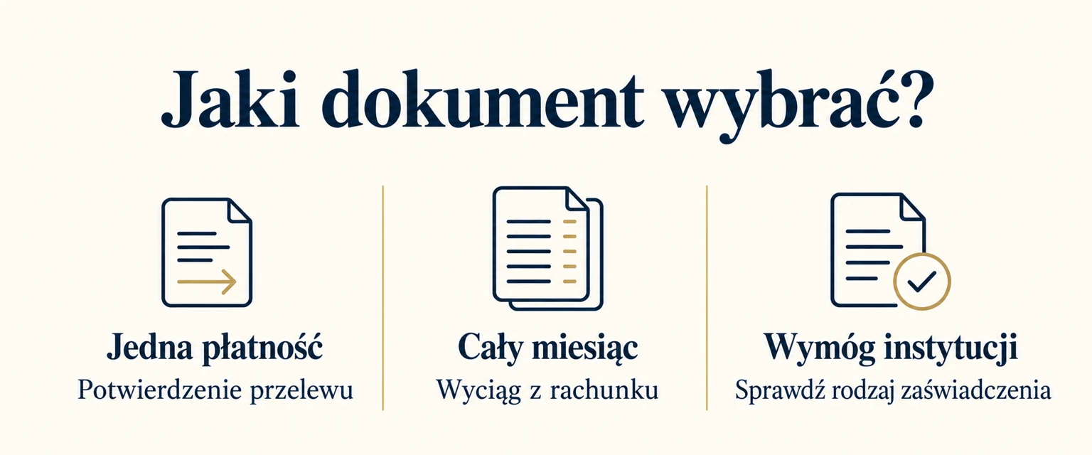 Potwierdzenie dotyczy jednej operacji, a wyciąg obejmuje okres rozliczeniowy.