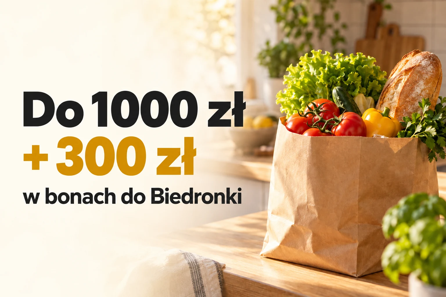 Do 1000 zł w mBanku i 300 zł w bonach do Biedronki