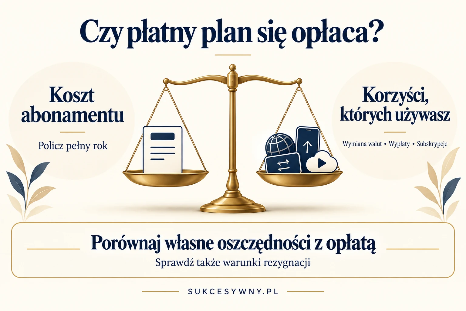 Porównanie kosztu abonamentu z wykorzystywanymi korzyściami