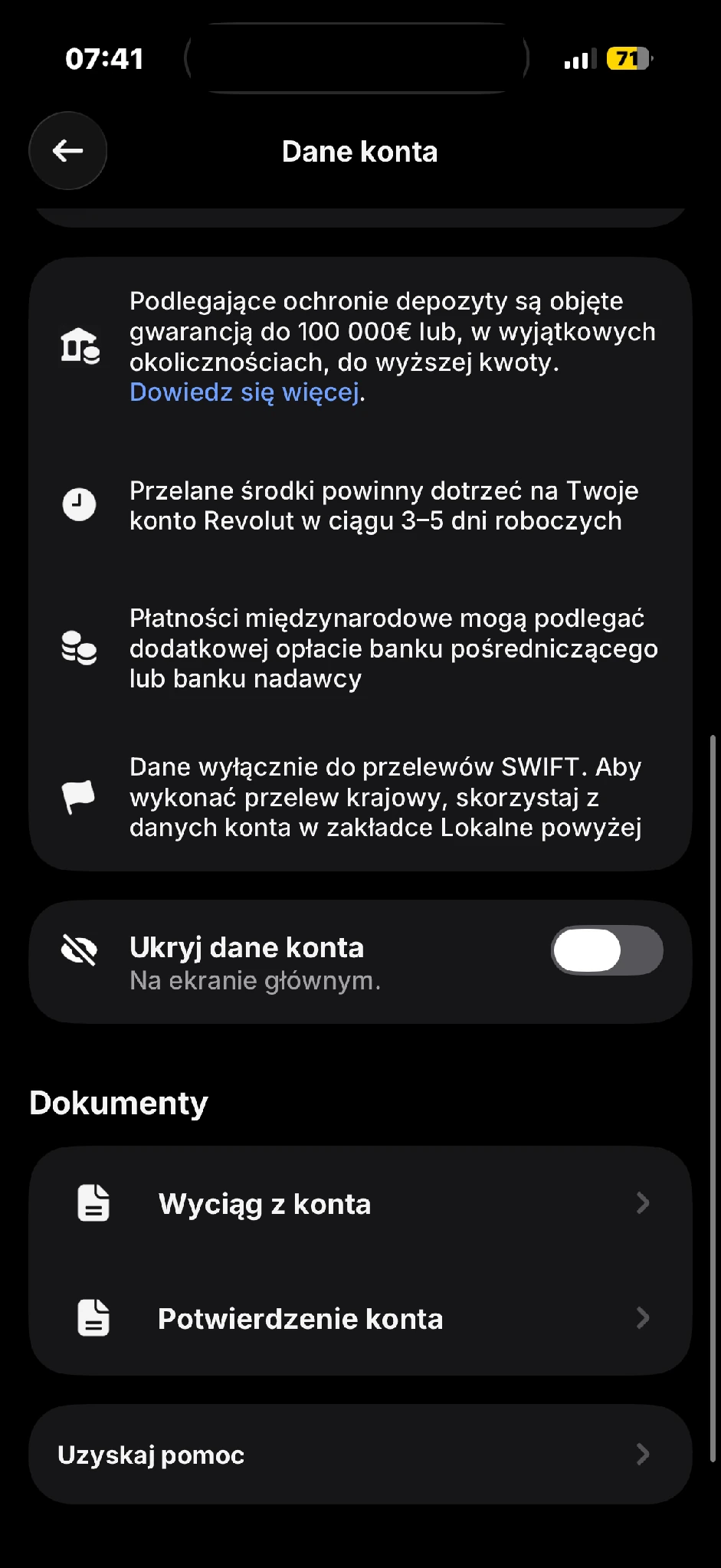 Warunki przelewu SWIFT