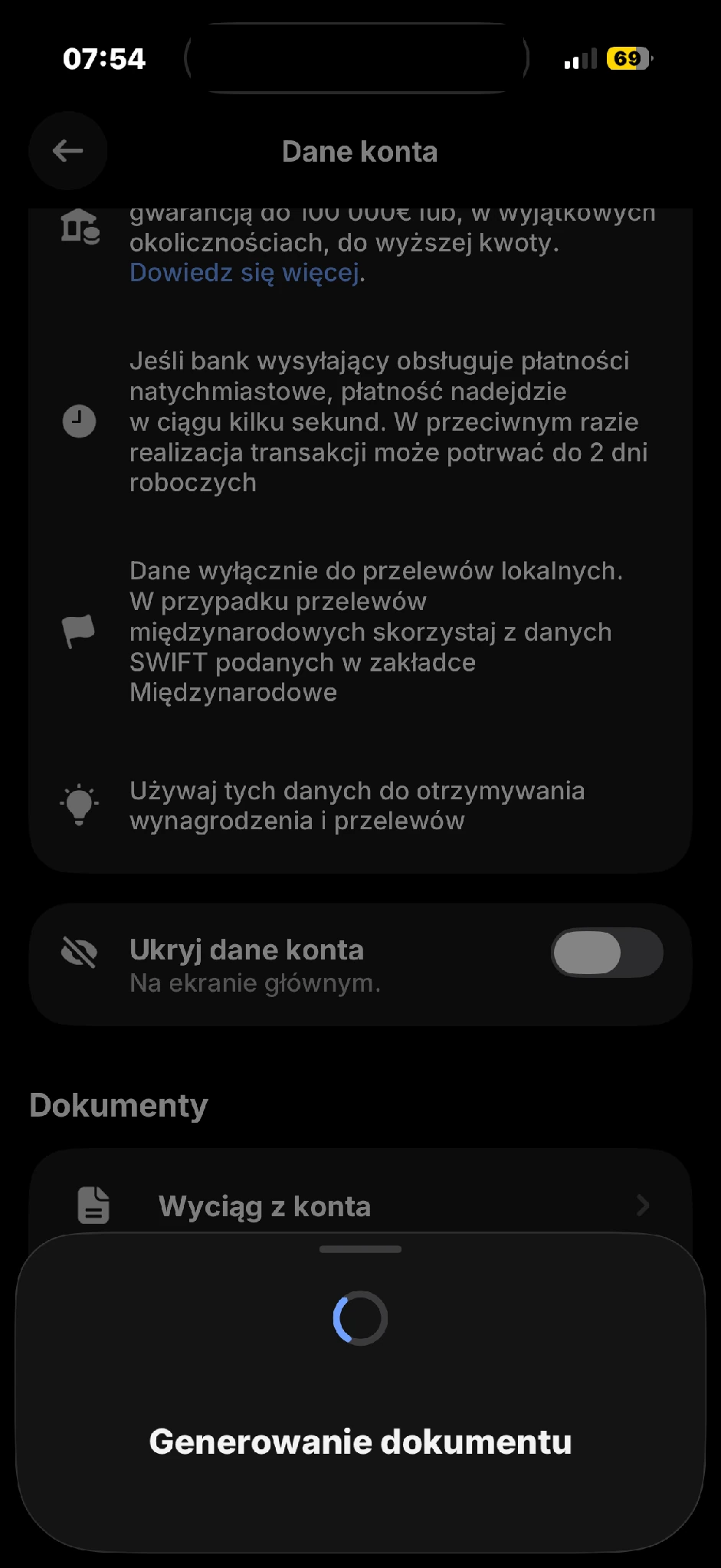 Generowanie potwierdzenia konta