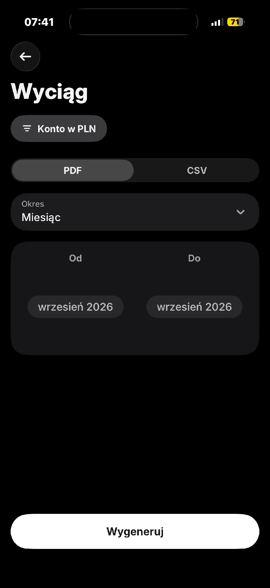 Generowanie wyciągu
