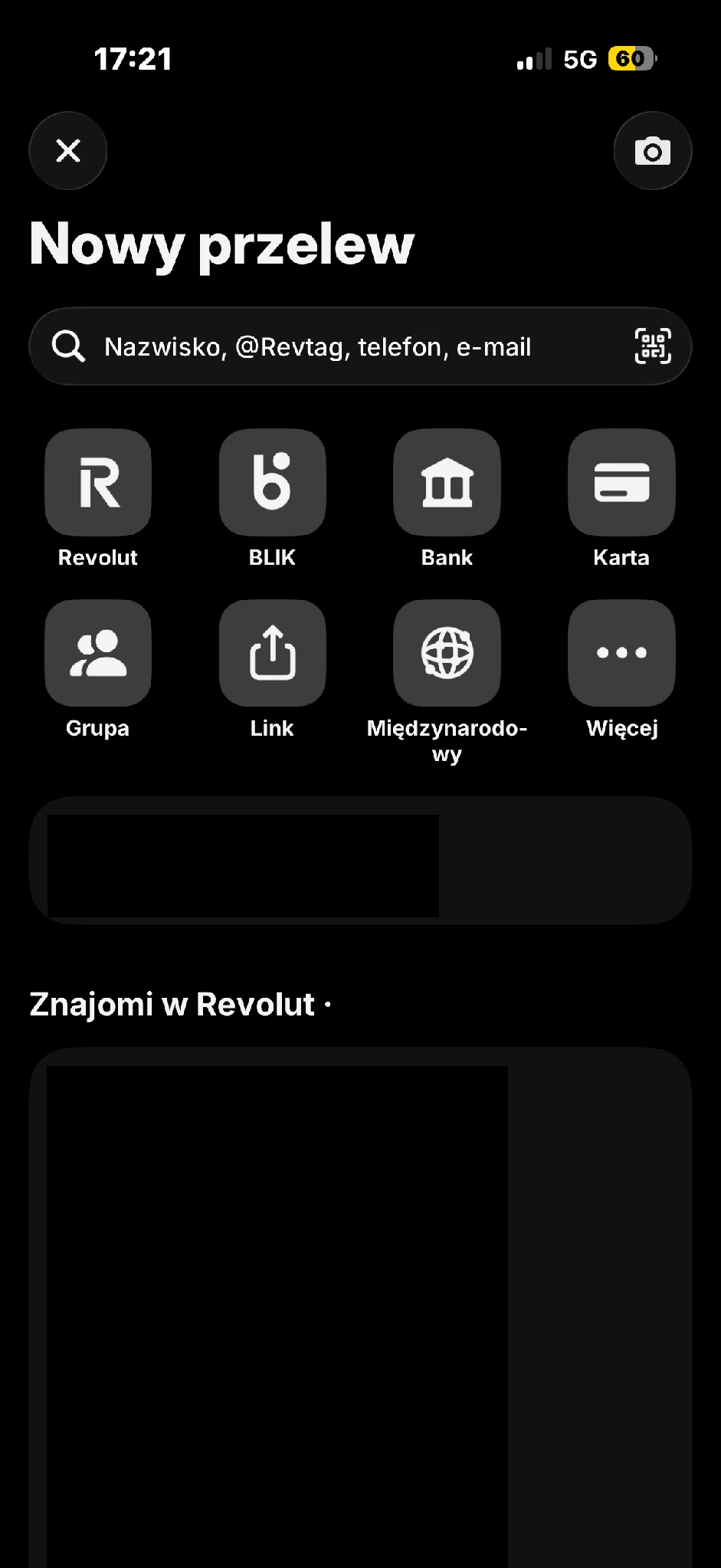 W oknie nowego przelewu wybierz BLIK.