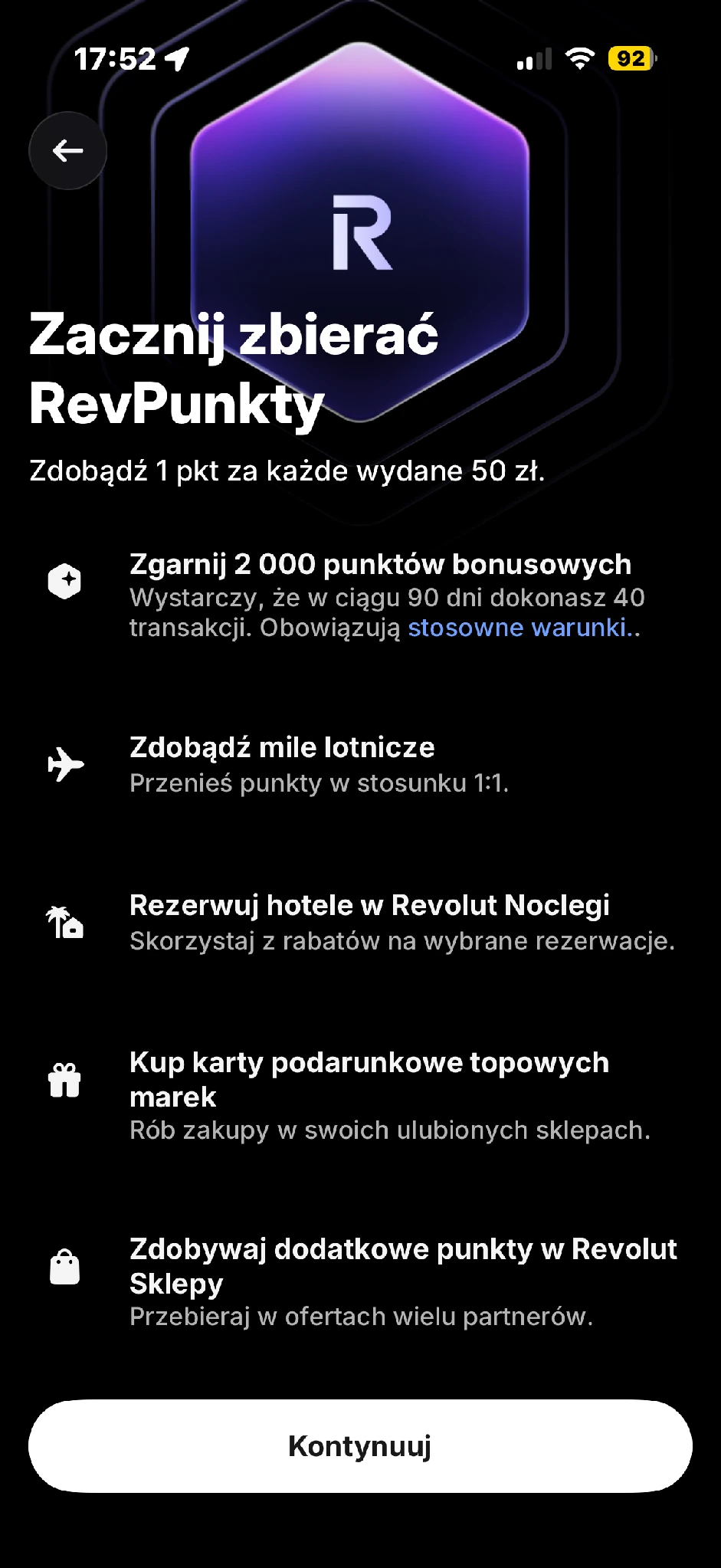 Pokazana oferta powitalna ma własne warunki