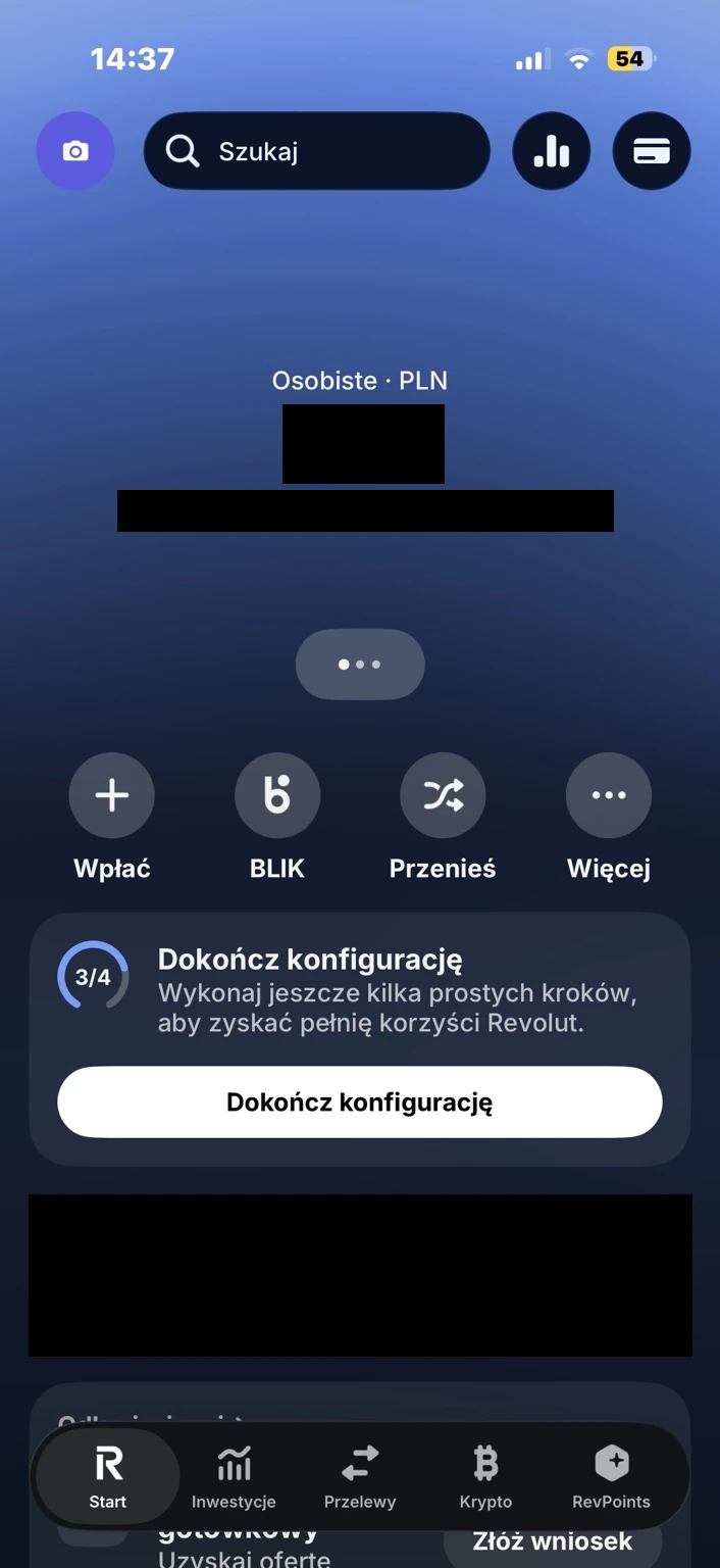 Z ekranu Start przejdź do ikony profilu.