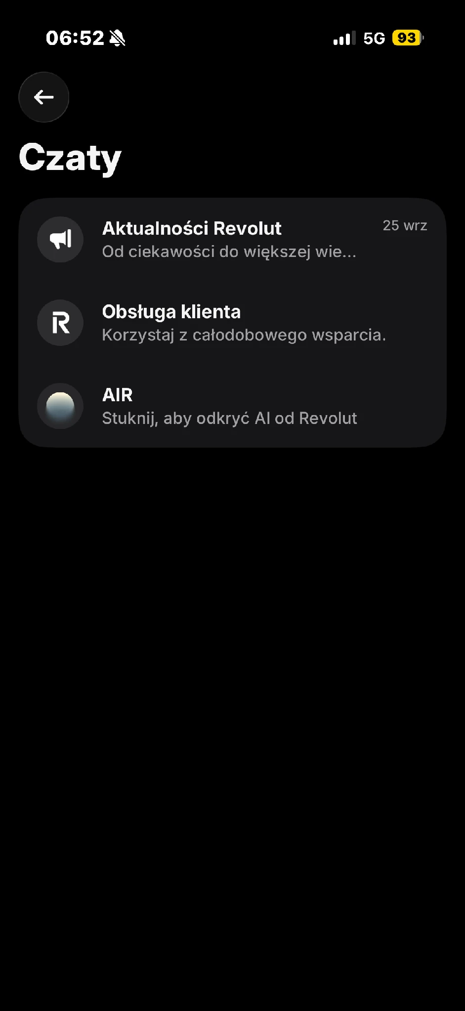 Wybierz rozmowę z pomocą Revoluta.