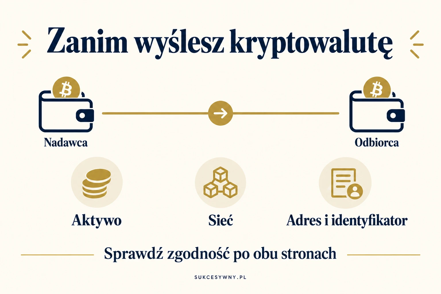 Przed transferem kryptowaluty sprawdź zgodność aktywa, sieci oraz adresu i dodatkowego identyfikatora