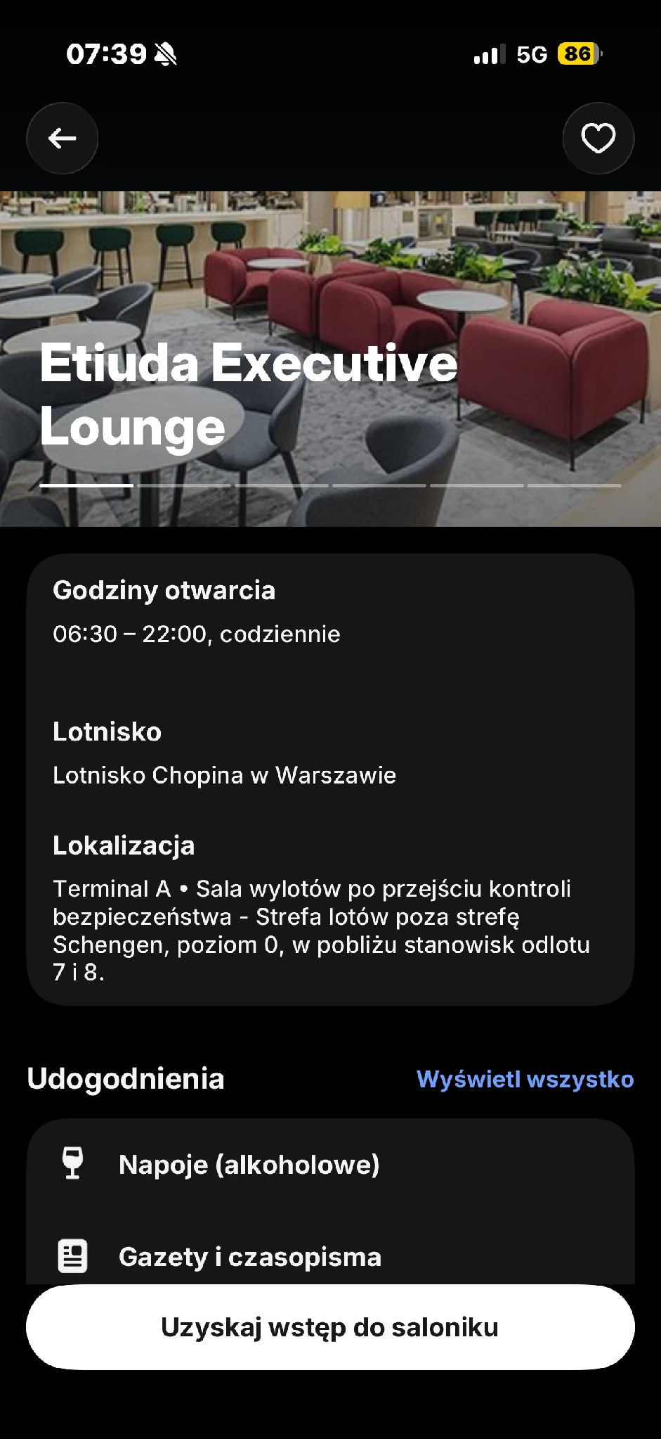 Szczegóły Etiudy wskazują położenie w strefie poza Schengen.