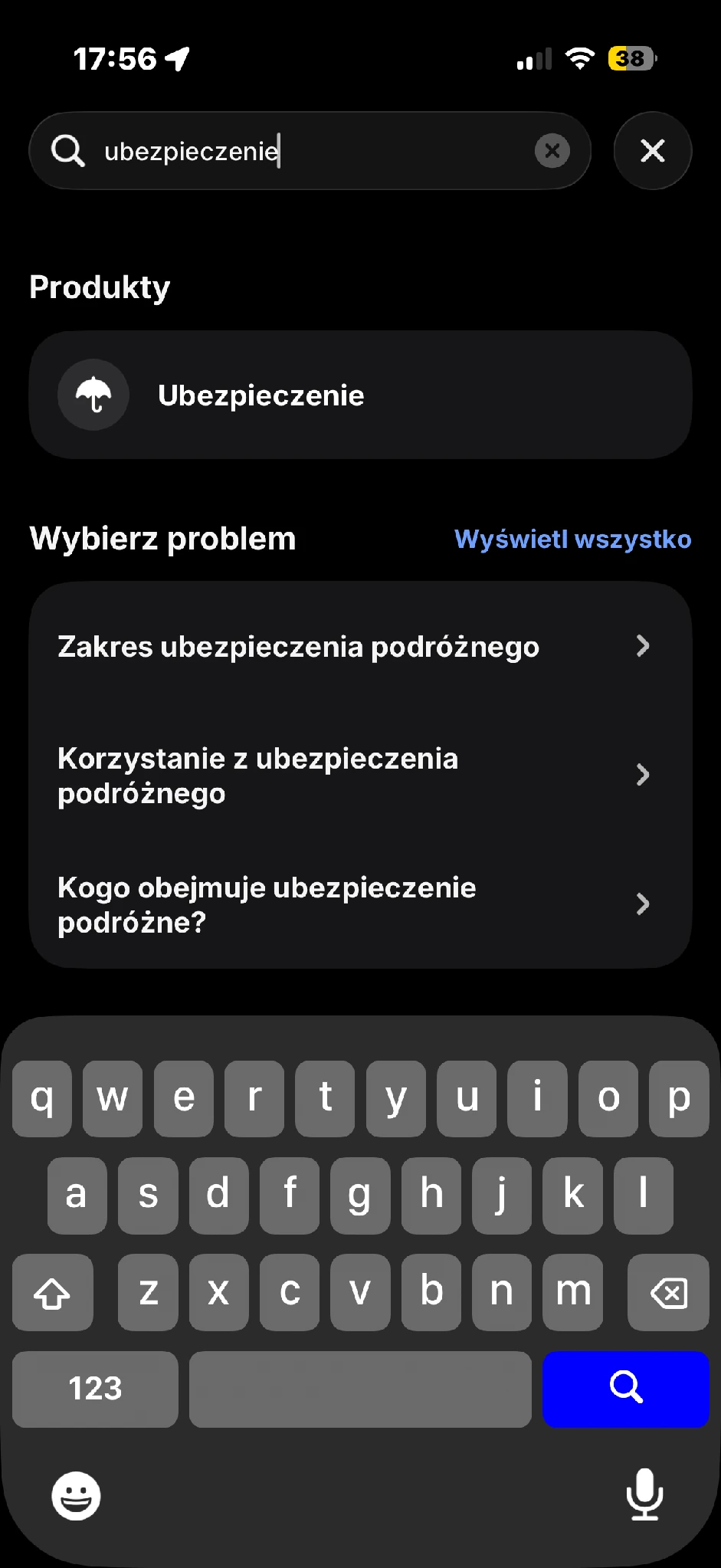 W wyszukiwarce aplikacji znajdziesz ubezpieczenia.