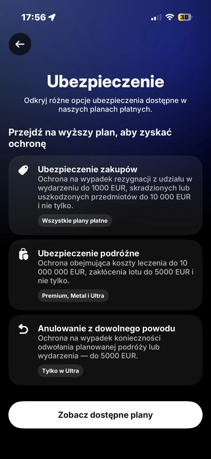 Oferta przedstawia plany Premium, Metal i Ultra