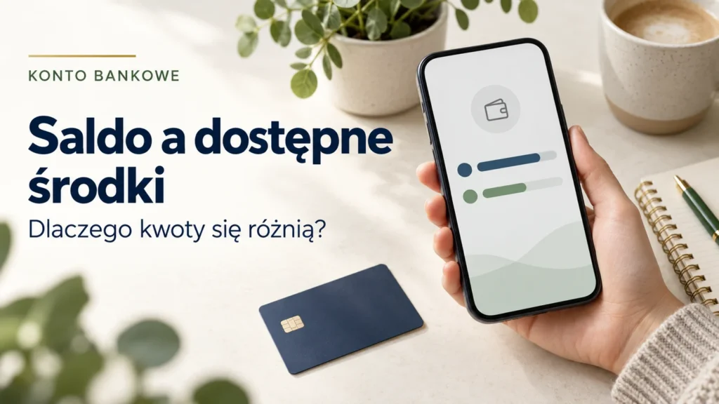 Saldo konta a dostępne środki. Telefon i notes na jasnym biurku