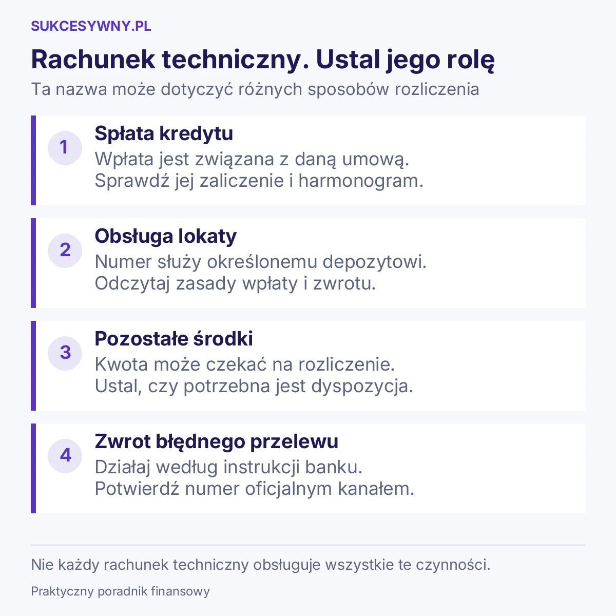 Rachunek techniczny. Ustal jego rolę. Ta nazwa może dotyczyć różnych sposobów rozliczenia