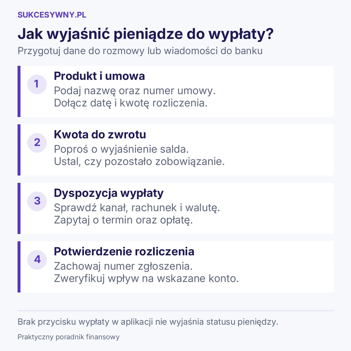 Jak wyjaśnić pieniądze do wypłaty? Przygotuj dane do rozmowy lub wiadomości do banku