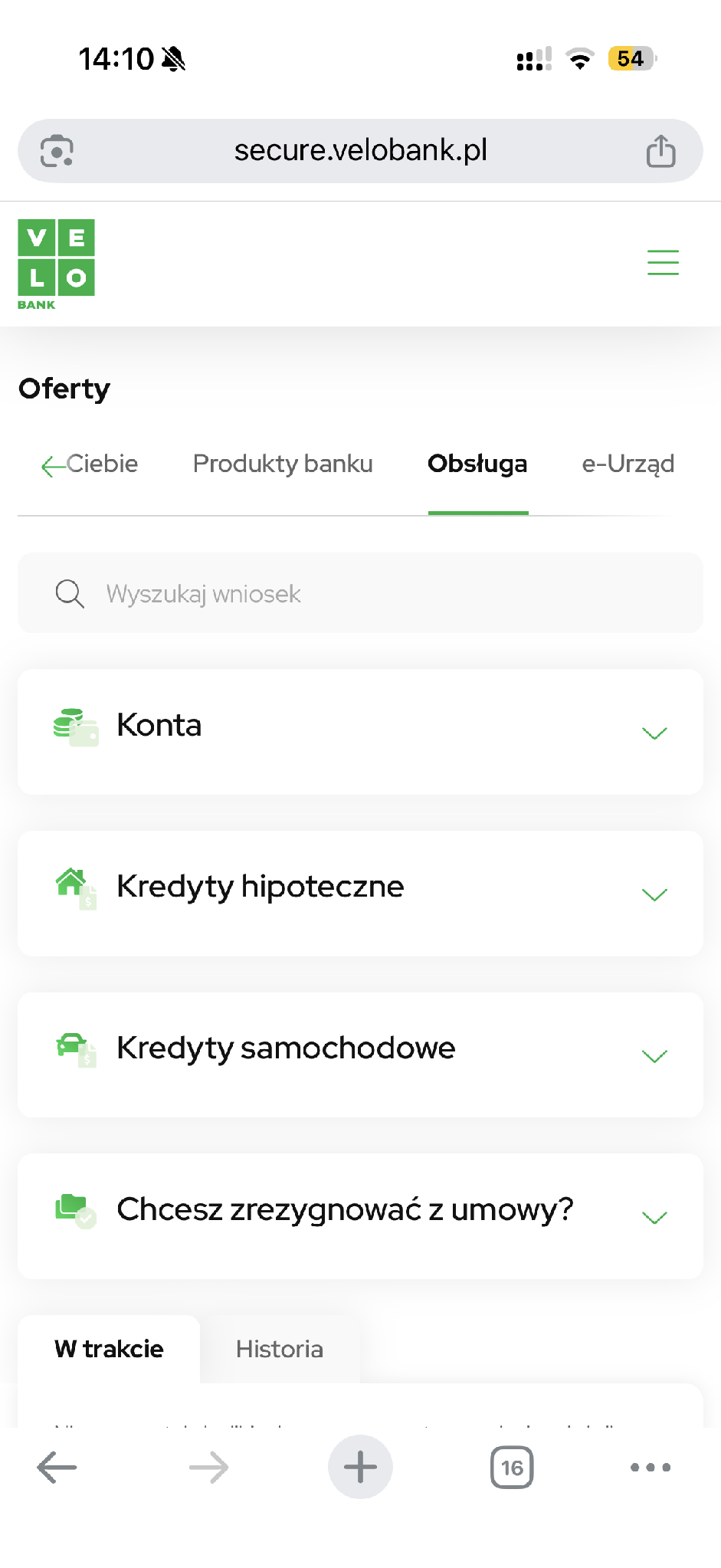 W zakładce „Obsługa” rozwiń „Chcesz zrezygnować z umowy?”.