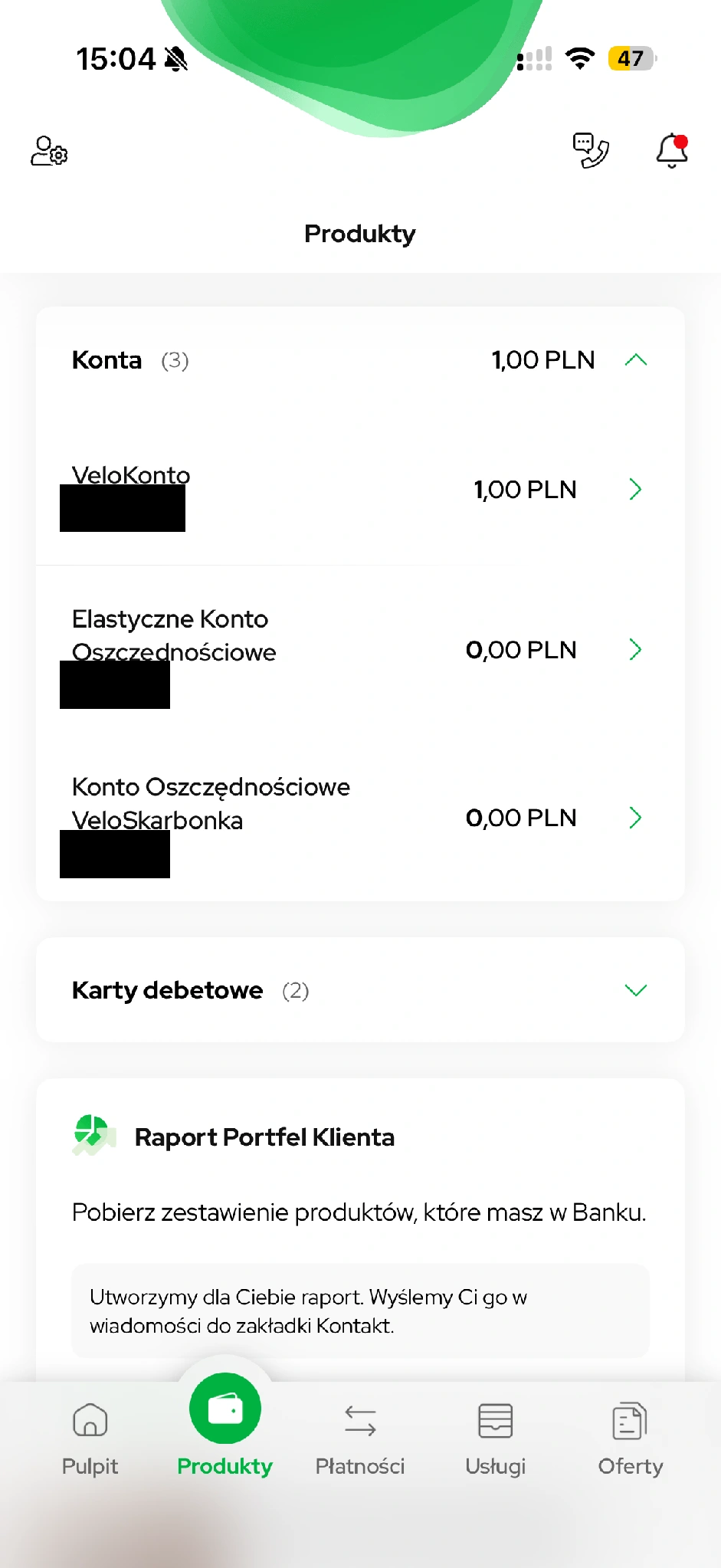 Wybór Elastycznego Konta Oszczędnościowego w zakładce „Produkty”.