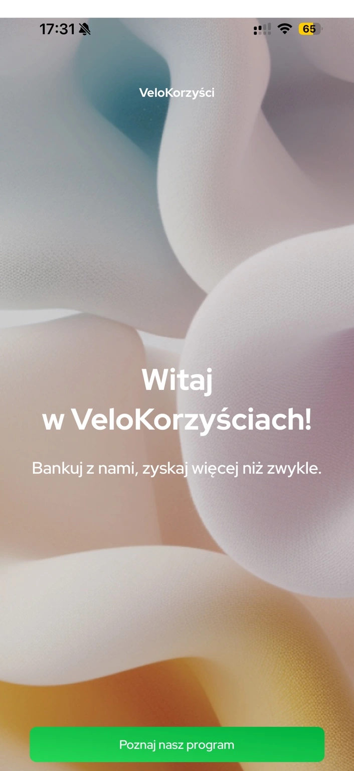 Wejście do prezentacji VeloKorzyści przed aktywacją programu.