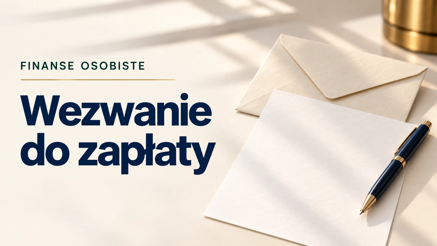 Wezwanie do zapłaty. Koperta, dokument i długopis