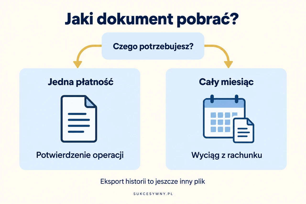 Wybór między potwierdzeniem jednej płatności a miesięcznym wyciągiem z rachunku